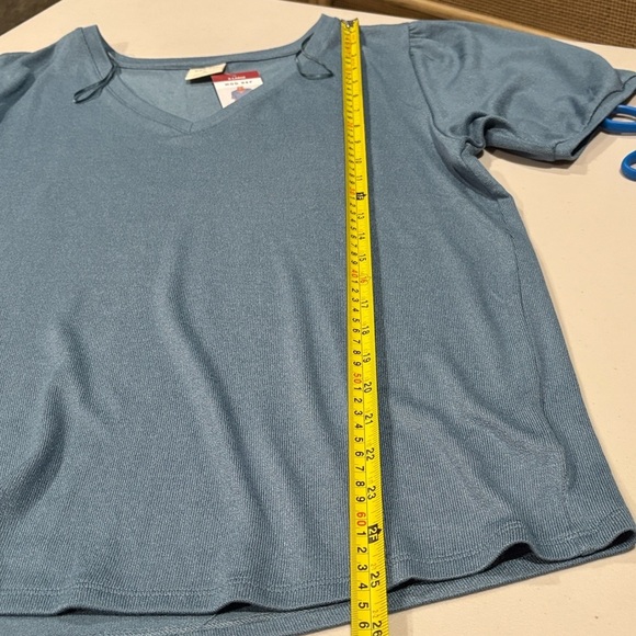 Mod Ref - Women's V-Neck Puff Sleeve Shirt, Size XL. Light Blue. NWT - Picture 13 of 13